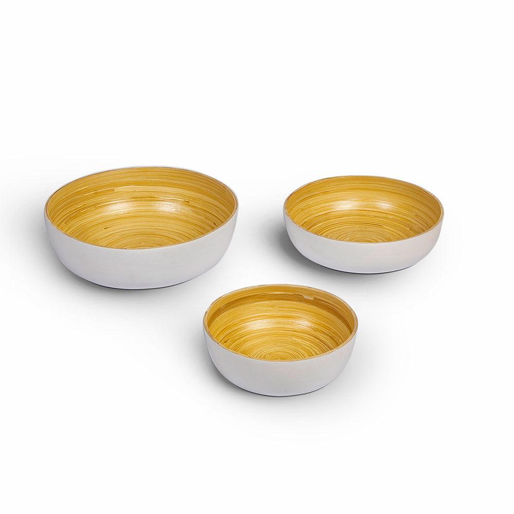 Sahaya Bamboo Bowls White set of 3 - Set of 3