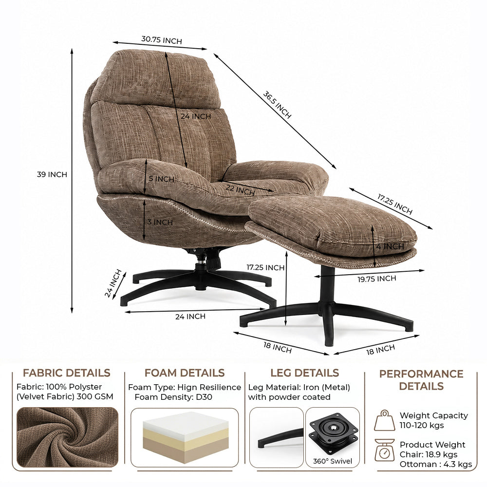 Knoll Chair with Ottoman